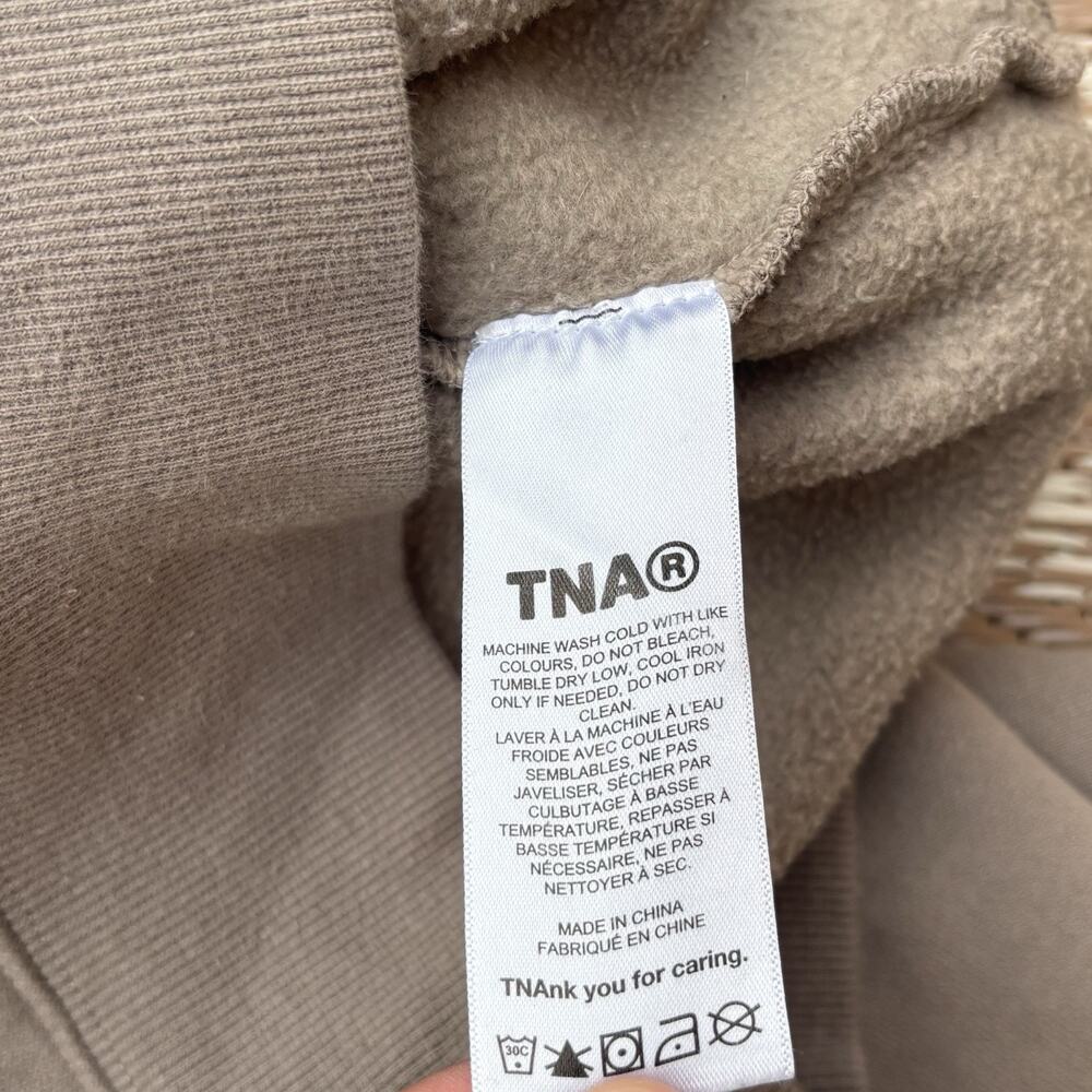 TNA Sweatfleece Aritzia Cozy Fleece Pullover Hoodie Tan Womens 2XS - Picture 6 of 7